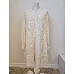 Torrid Ivory Lace Dress Size 3 Plus Size Boho Cottagecore Long Sleeve